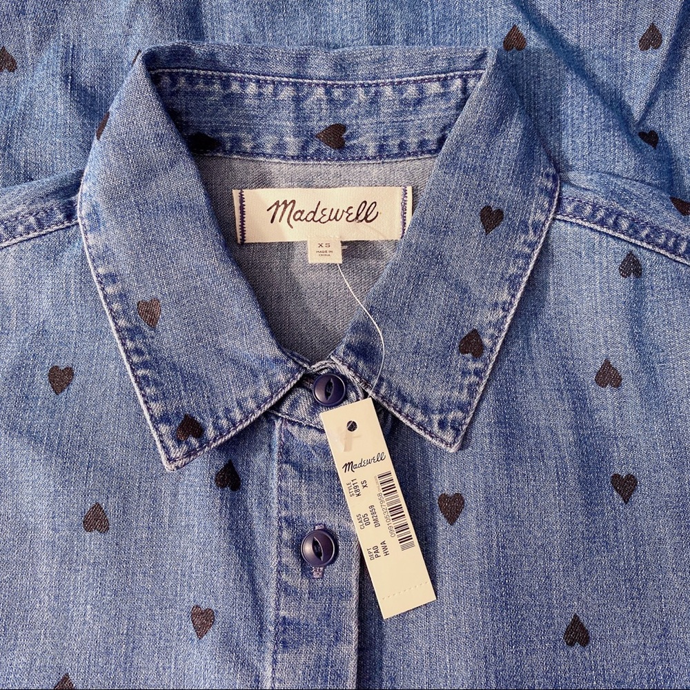 Madewell Denim Short-Sleeve Tie-Front Shirt Size S - Picture 9 of 12